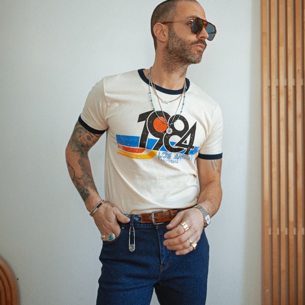 Ringer T Shirt Unisex 1984 California T Shirt Mens Graphic Tee 70s 90s 80s - Picture 5 of 7
